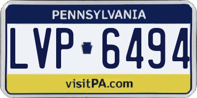 PA license plate LVP6494