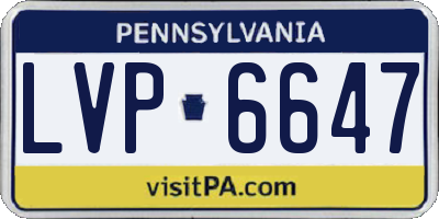 PA license plate LVP6647