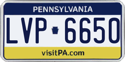 PA license plate LVP6650