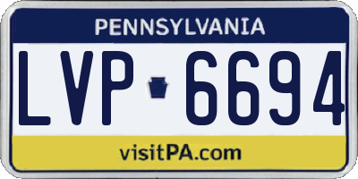 PA license plate LVP6694