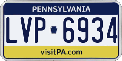 PA license plate LVP6934