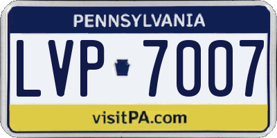 PA license plate LVP7007