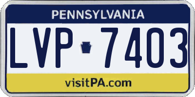 PA license plate LVP7403