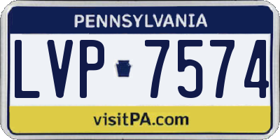 PA license plate LVP7574