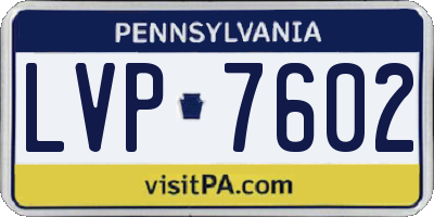 PA license plate LVP7602