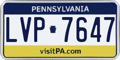 PA license plate LVP7647