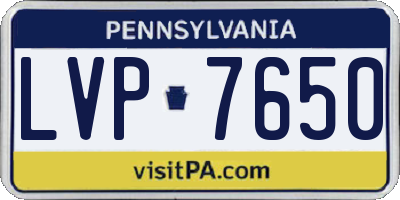 PA license plate LVP7650
