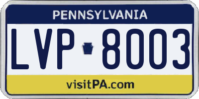 PA license plate LVP8003