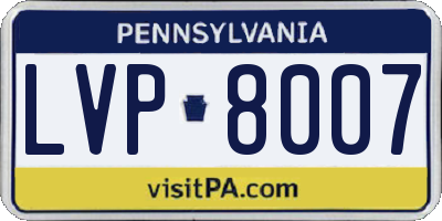 PA license plate LVP8007