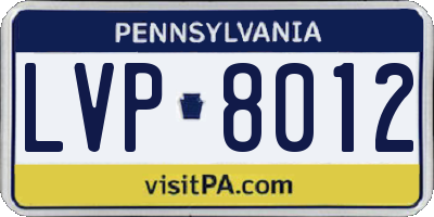 PA license plate LVP8012