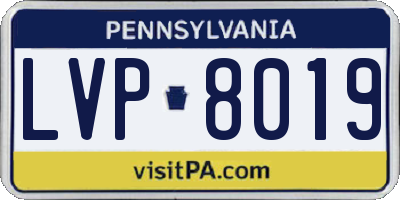 PA license plate LVP8019