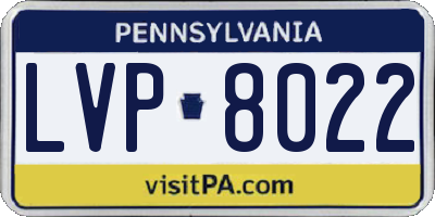 PA license plate LVP8022