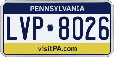 PA license plate LVP8026