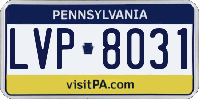 PA license plate LVP8031