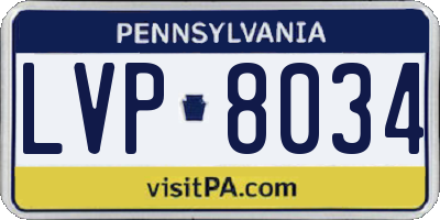 PA license plate LVP8034
