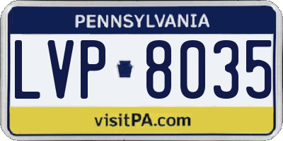 PA license plate LVP8035