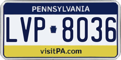 PA license plate LVP8036