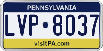 PA license plate LVP8037
