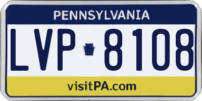 PA license plate LVP8108