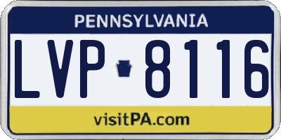 PA license plate LVP8116