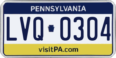 PA license plate LVQ0304