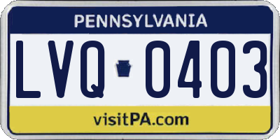 PA license plate LVQ0403