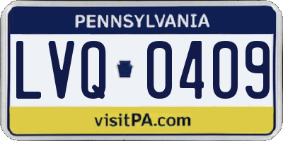 PA license plate LVQ0409