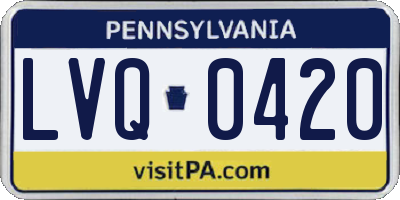 PA license plate LVQ0420