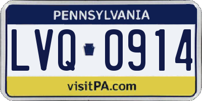 PA license plate LVQ0914