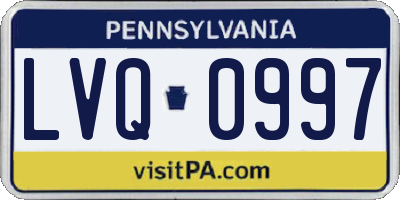 PA license plate LVQ0997