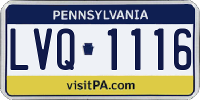 PA license plate LVQ1116