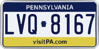 PA license plate LVQ8167