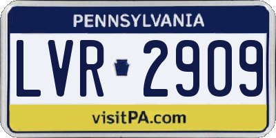 PA license plate LVR2909