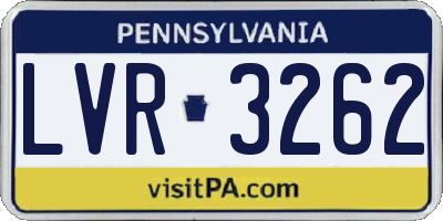 PA license plate LVR3262