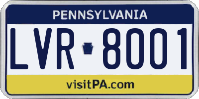 PA license plate LVR8001