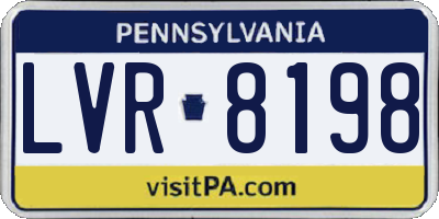 PA license plate LVR8198