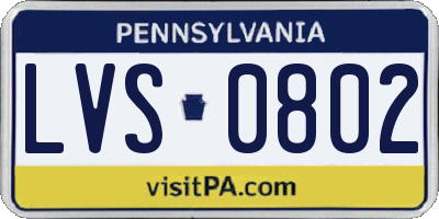 PA license plate LVS0802
