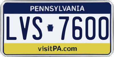 PA license plate LVS7600