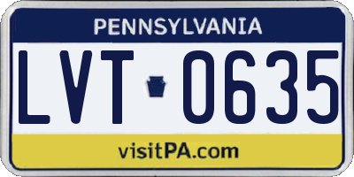 PA license plate LVT0635
