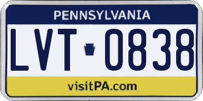 PA license plate LVT0838