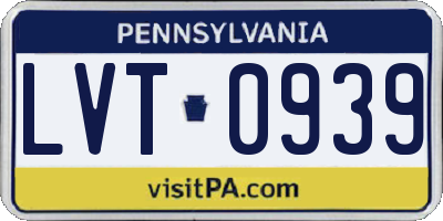 PA license plate LVT0939
