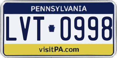 PA license plate LVT0998