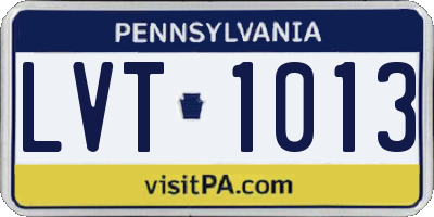 PA license plate LVT1013