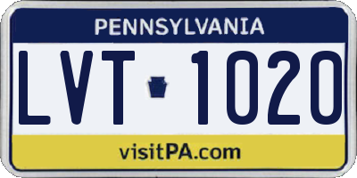 PA license plate LVT1020