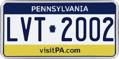 PA license plate LVT2002