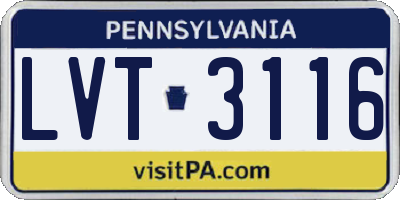 PA license plate LVT3116