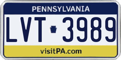 PA license plate LVT3989
