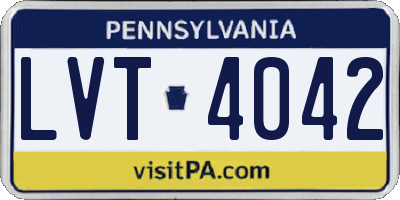 PA license plate LVT4042