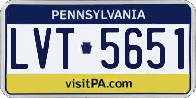 PA license plate LVT5651
