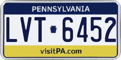 PA license plate LVT6452